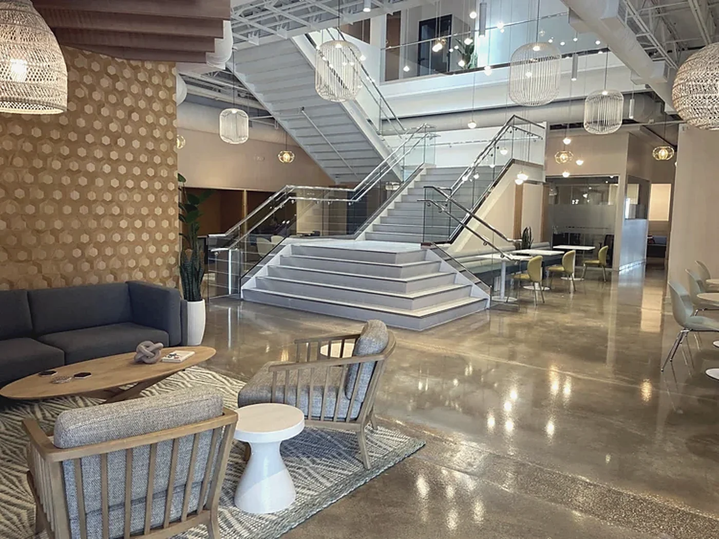 The bright lobby and arrival space at Haven Psychology Group’s Wesley Chapel office.